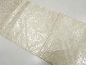 アンティーク　純銀箔　斜め格子に華紋織り出し袋帯（材料）